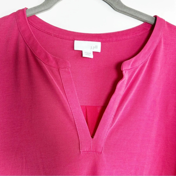 J. Jill Modal Blouse Fuchsia Pink XS Petite Roll Tab Sleeves Soft Lagenlook - Picture 3 of 8